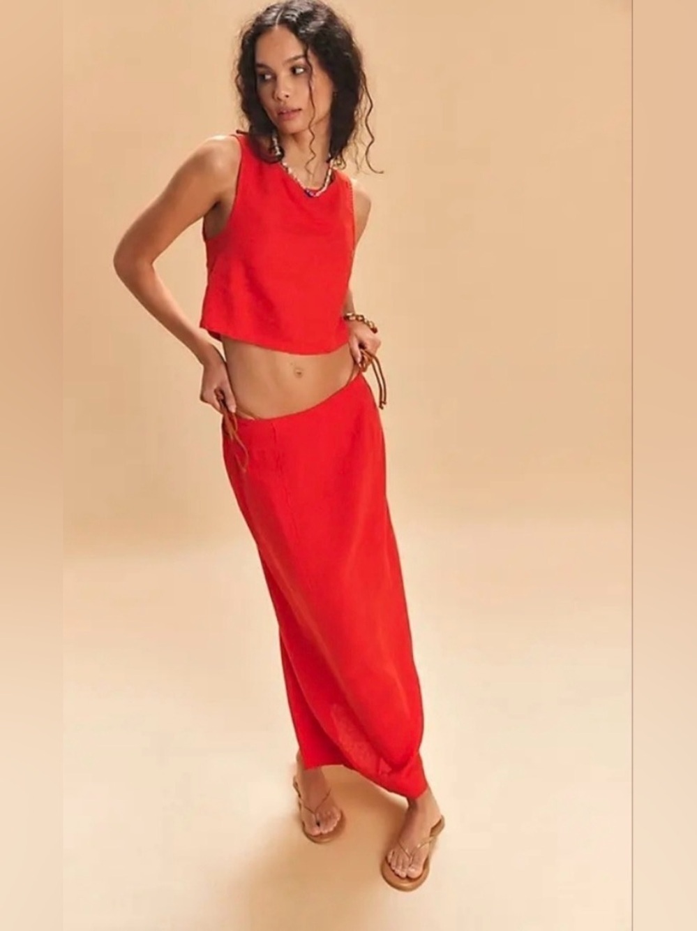 Free People Vibrant Red Maxi Skirt